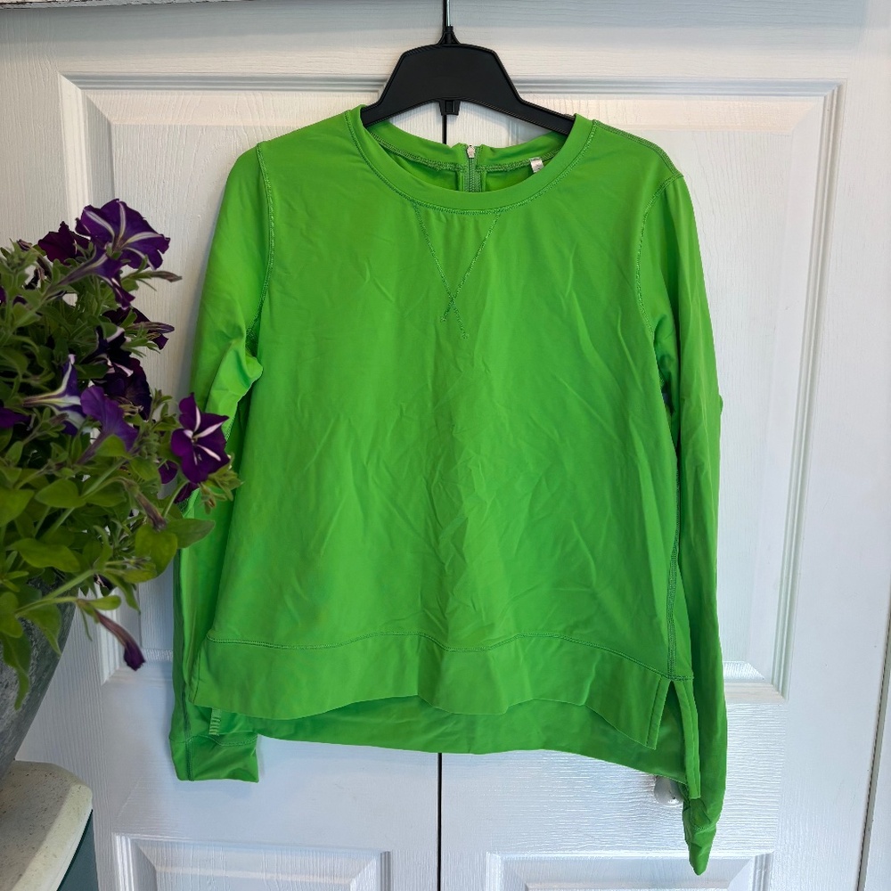 Women’s Green Long Sleeve Shirt With Zip Back Size 8